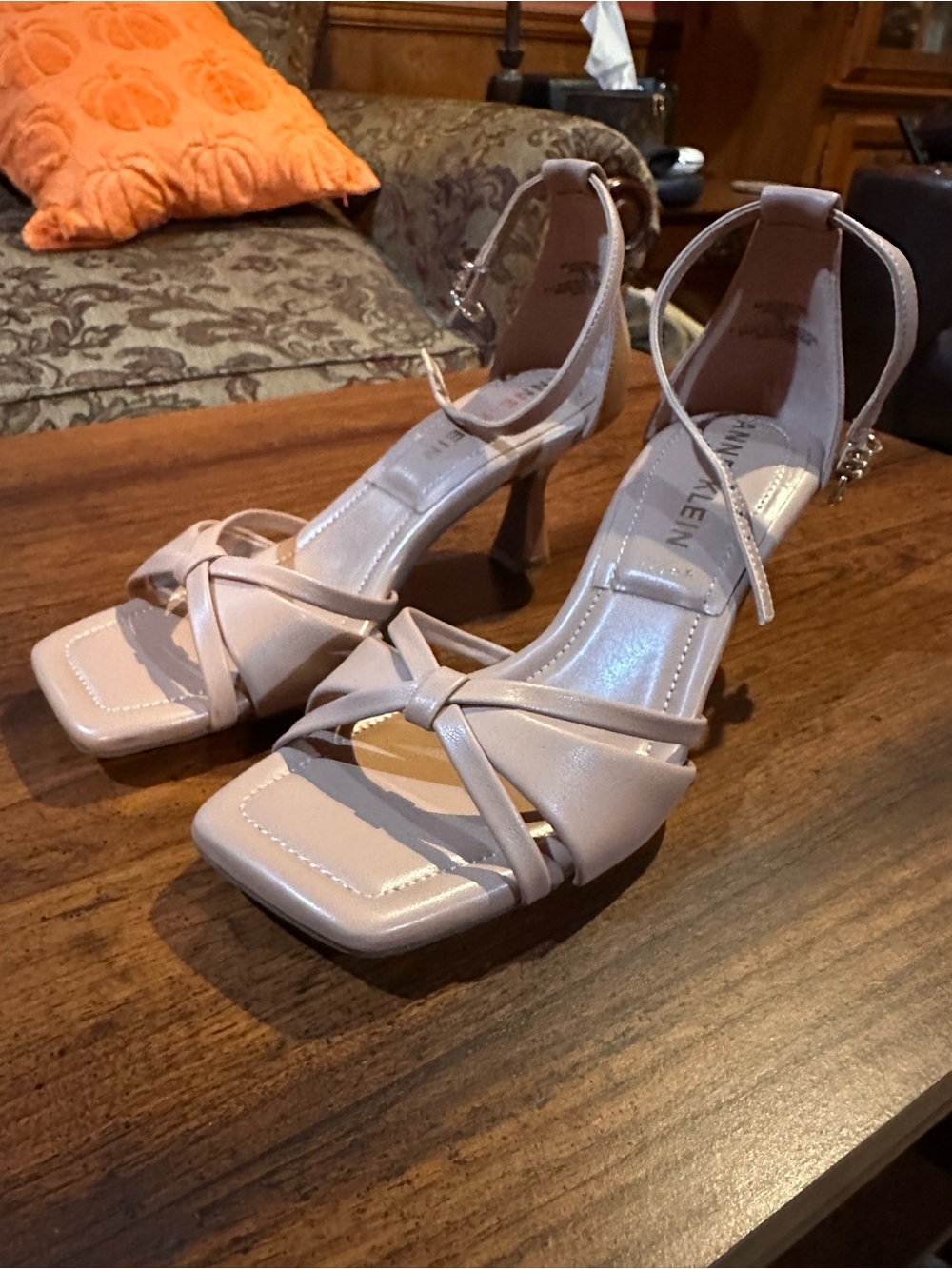 Anne Klein Women's Blush Knot Front Strappy Heels